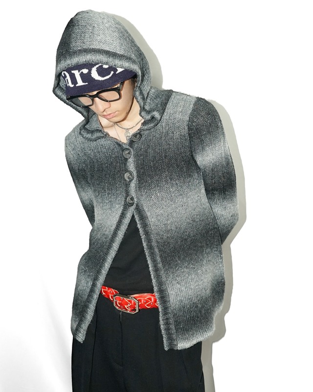 Vintage gradation knit hoodie
