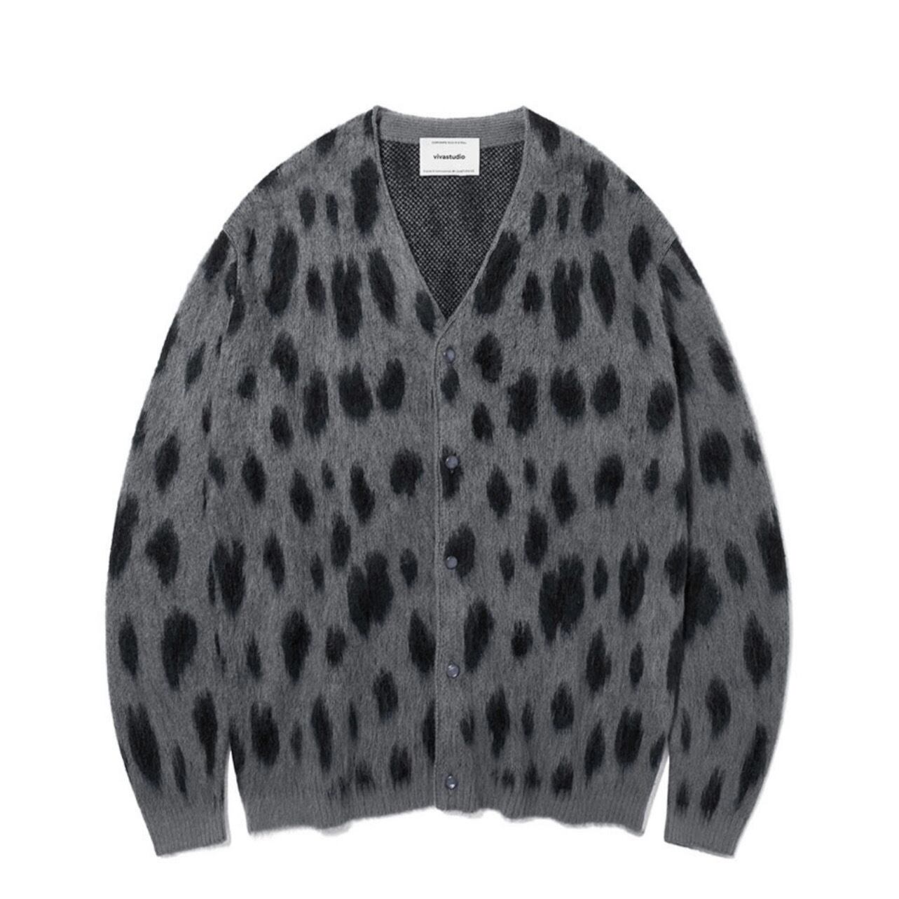 VIVASTUDIO] LEOPARD MOHAIR CARDIGAN KA [CHARCOAL] 正規品 韓国  