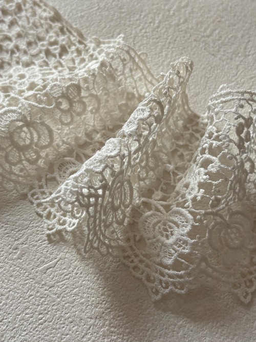 フランス アンティーク アンティークレース ギピュールレース 100cm 65mm幅 カルトナージュ コラージュ デコレーション材 コレクション