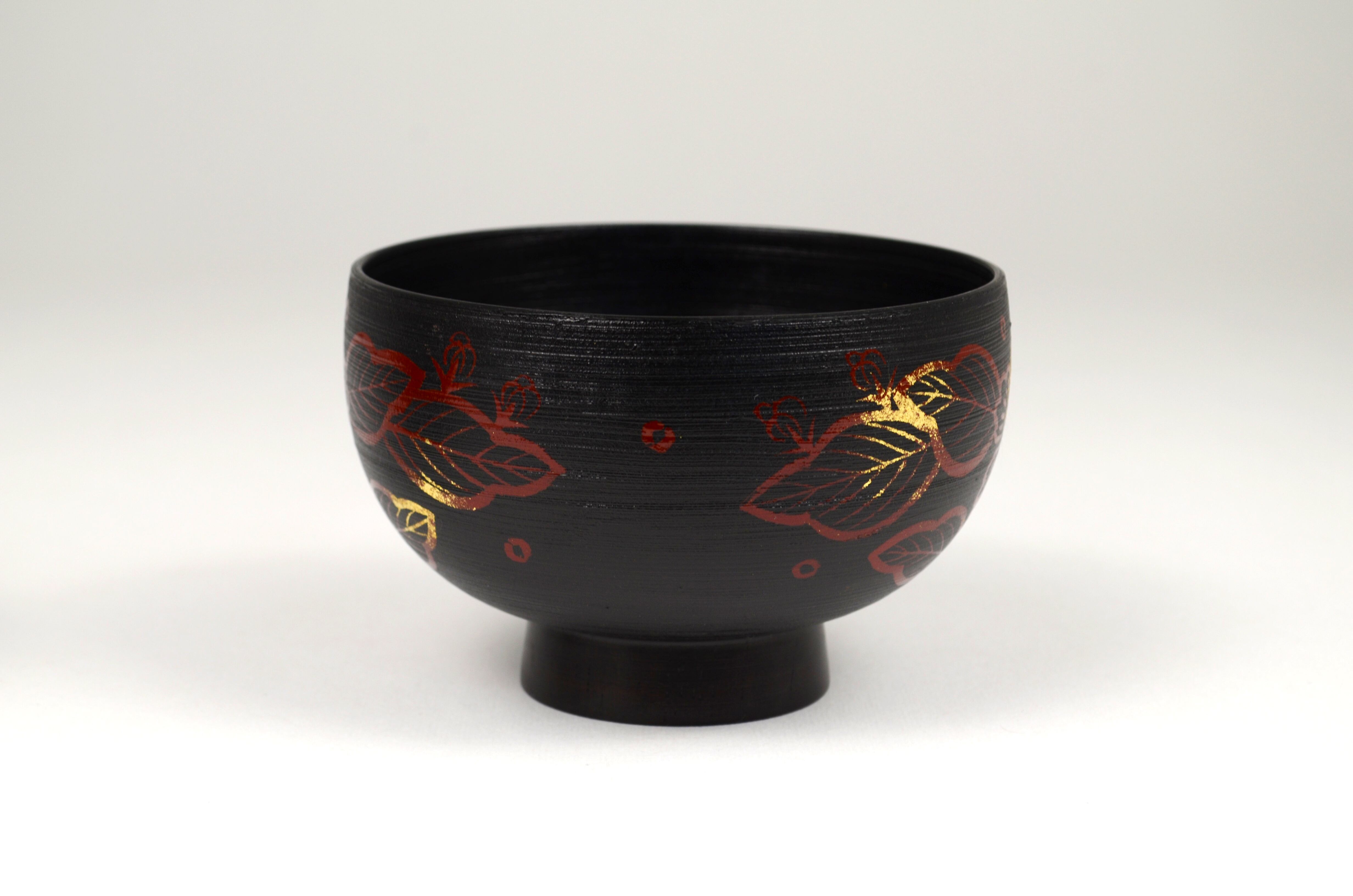 □欅 夫婦布袋椀 錆 吉野絵 SO-0617（限定品 1点物） | 山中 漆器 嘉匠