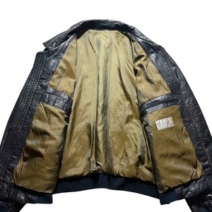 Germany vintage black leather flight jacket “navy rib”