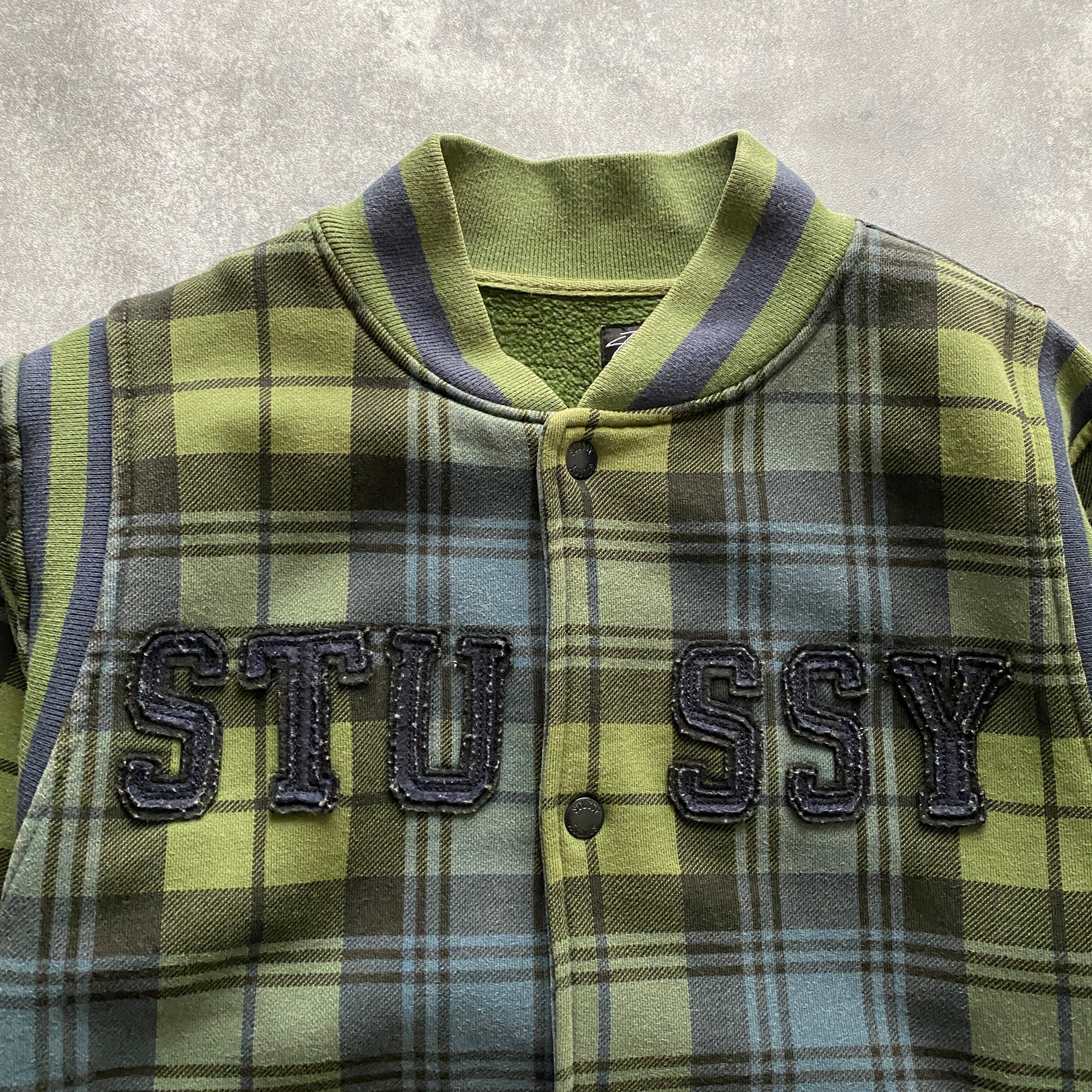 stussy スウェットブルゾン　グリーン　スタジャン