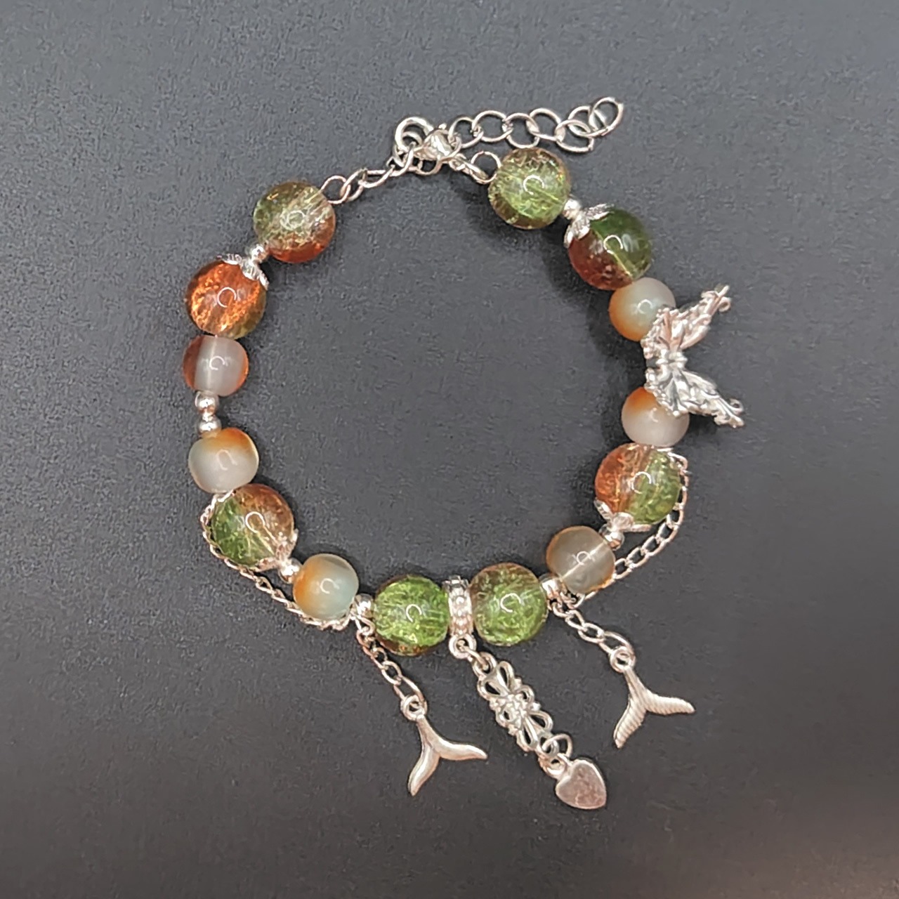 グリーン×オレンジのサマーブレスレット(No.13)の画像02