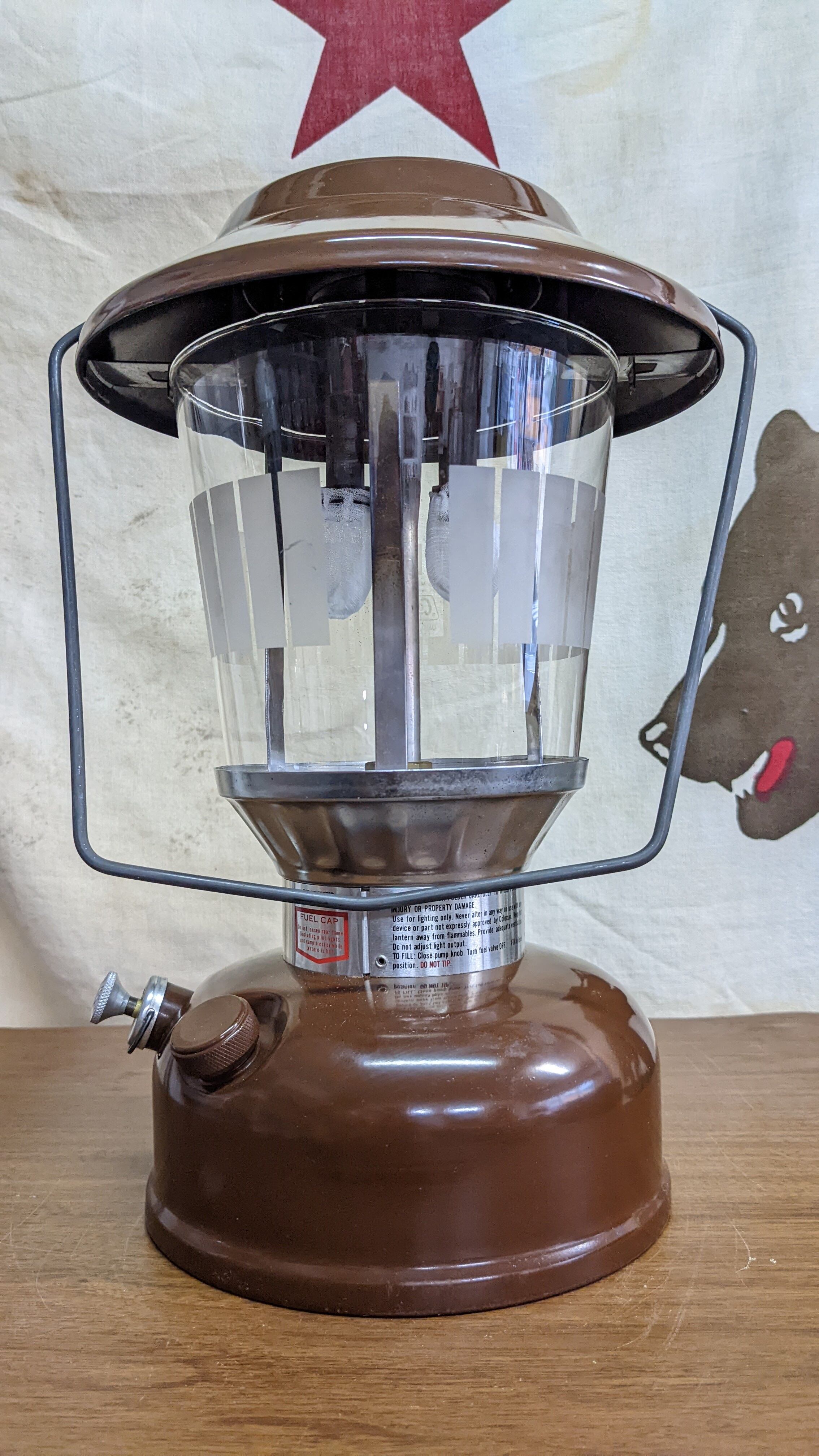 Vintage Coleman 275A Lantern Brown With Yellow Shell Case