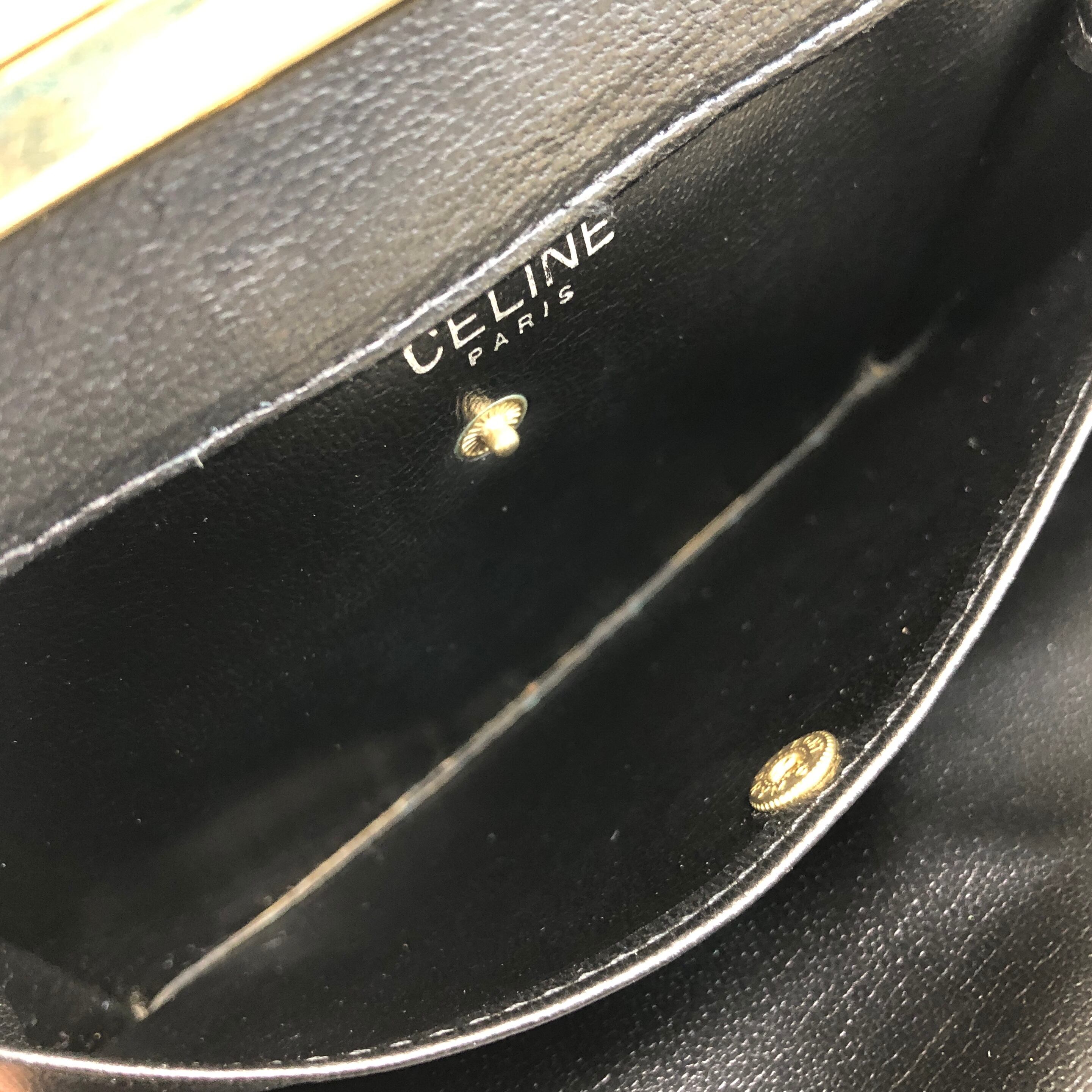 ヴィンテージ　セリーヌ　ガマ口　ブラックレザー　ショルダーバック CELINE セリーヌ ショルダーバッグ ブラック ブラゾン レザー がま口
