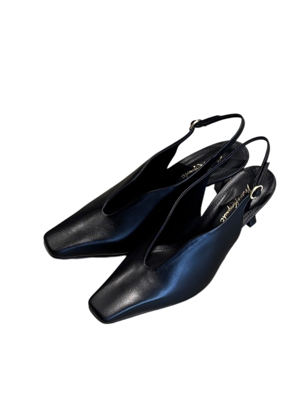 【26SS】Mame Kurogouchi マメ クロゴウチ /  Curved Line Sling Back Heels - black - 1