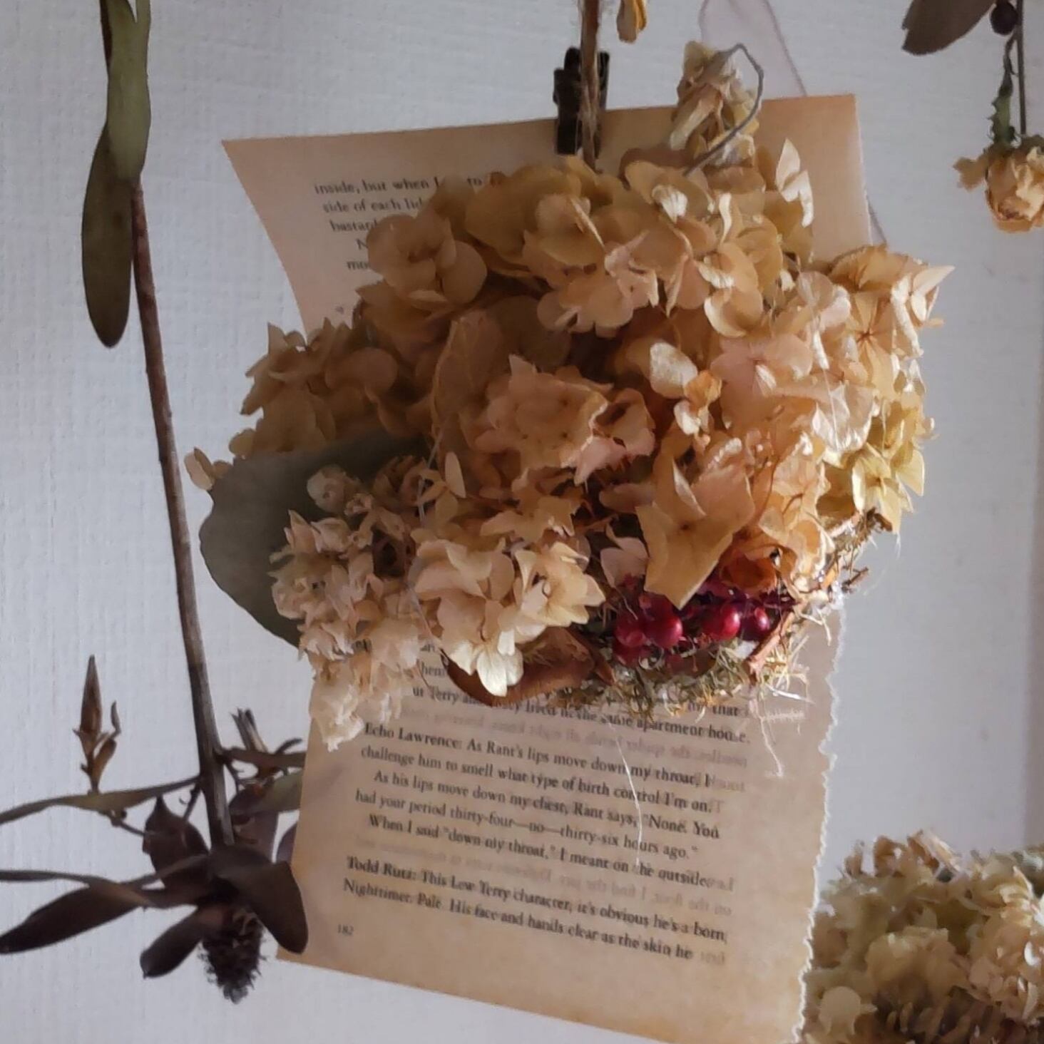 ほっこりと優しい水無月あじさいのリース○ドライフラワーリース