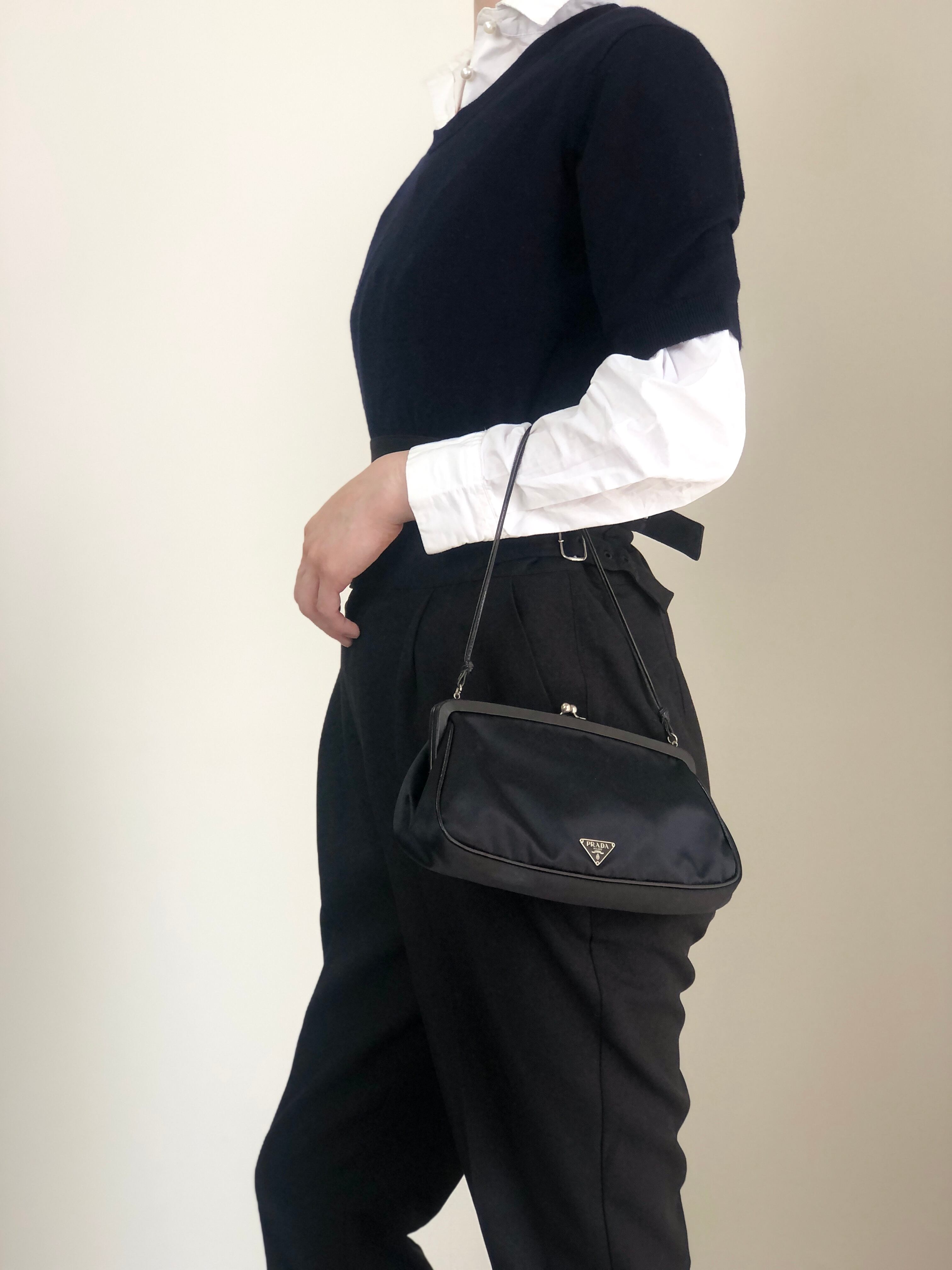 PRADA プラダ ハンドバッグ ブラック トライアングルロゴ ナイロン ミニバッグ vintage ヴィンテージ オールド mygrbb