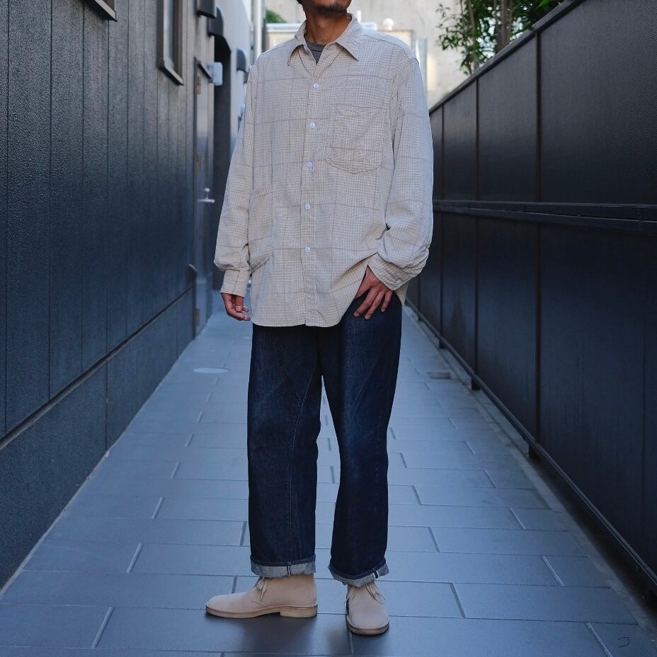SASSAFRAS(ササフラス) / Diggin Shirt 21Wale Corduroy Check-Natural