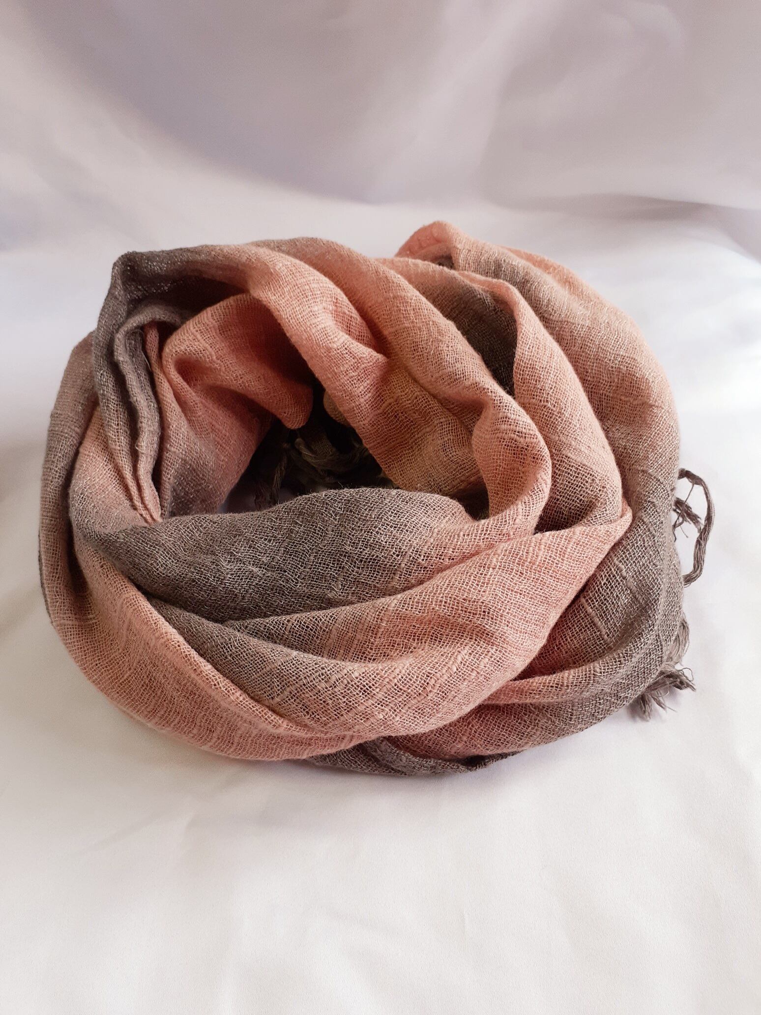 手染めコットンストール(ベンガラ染め)