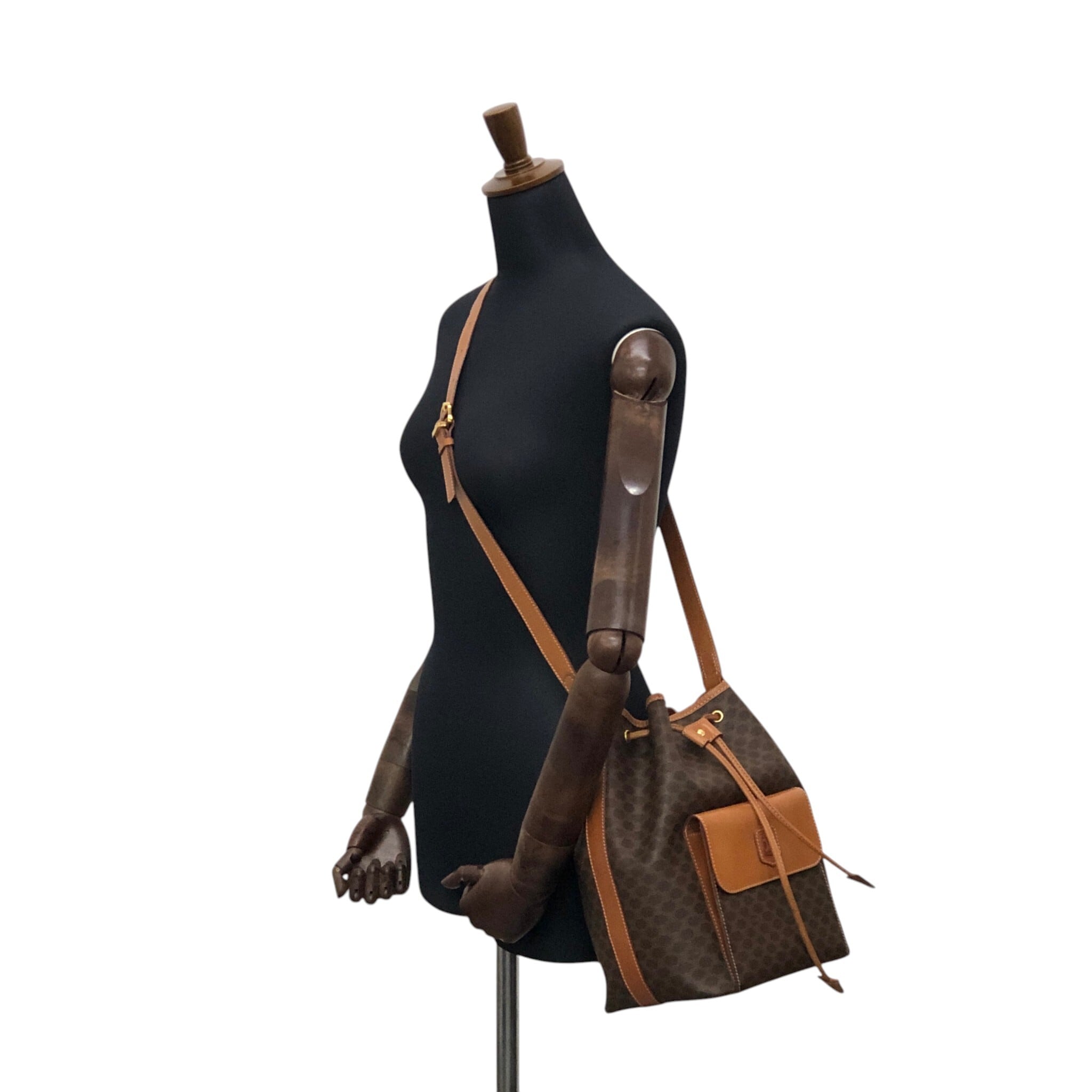 CELINE セリーヌ マカダム ショルダーバッグ ブラウン ブラゾン型押し