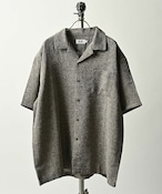 ATELANE Summer tweed short-sleeved open shirt (BRN) 26A-15010