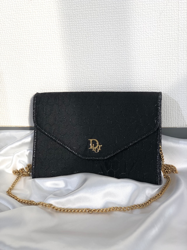 Christian Dior  ディオール Dior ジャガード チェーン ショルダーバッグ ブラック vintage ヴィンテージ オールド bbrcta