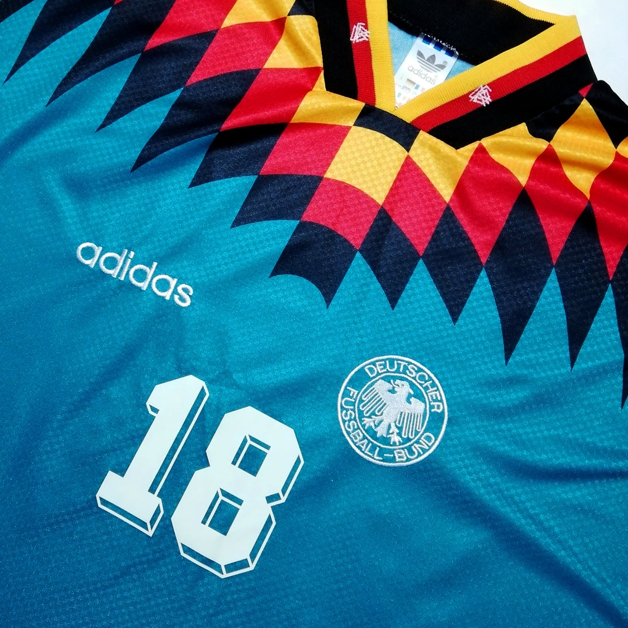 USED】ドイツ代表 1994 adidas アウェイ半袖 #18 KLINSMANN ユルゲン