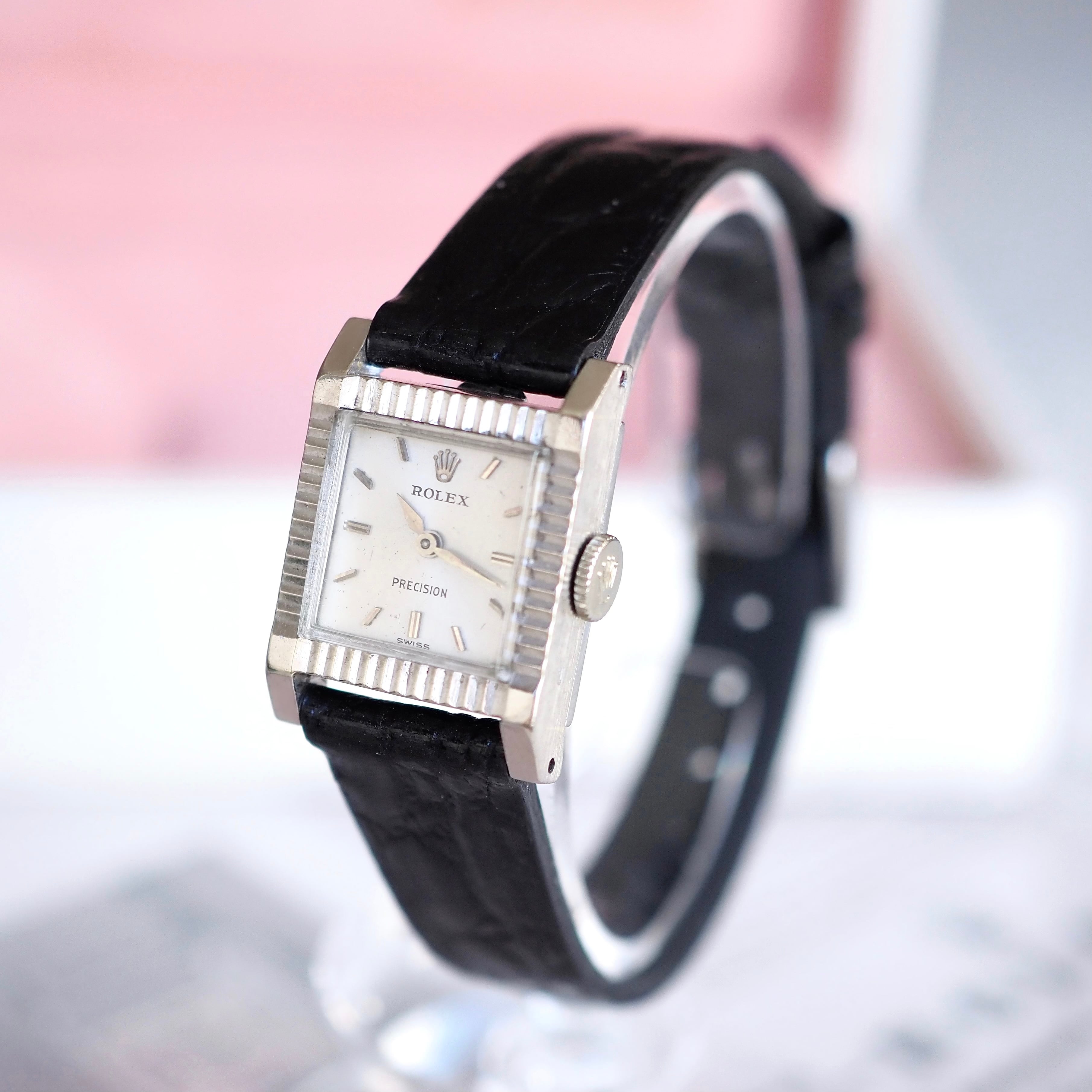 ROLEX precision K18YG 格子ベゼル アンティーク時計 ROLEX PRECISION（ロレックス プレシジョン）18KYG ドットベゼル 純正