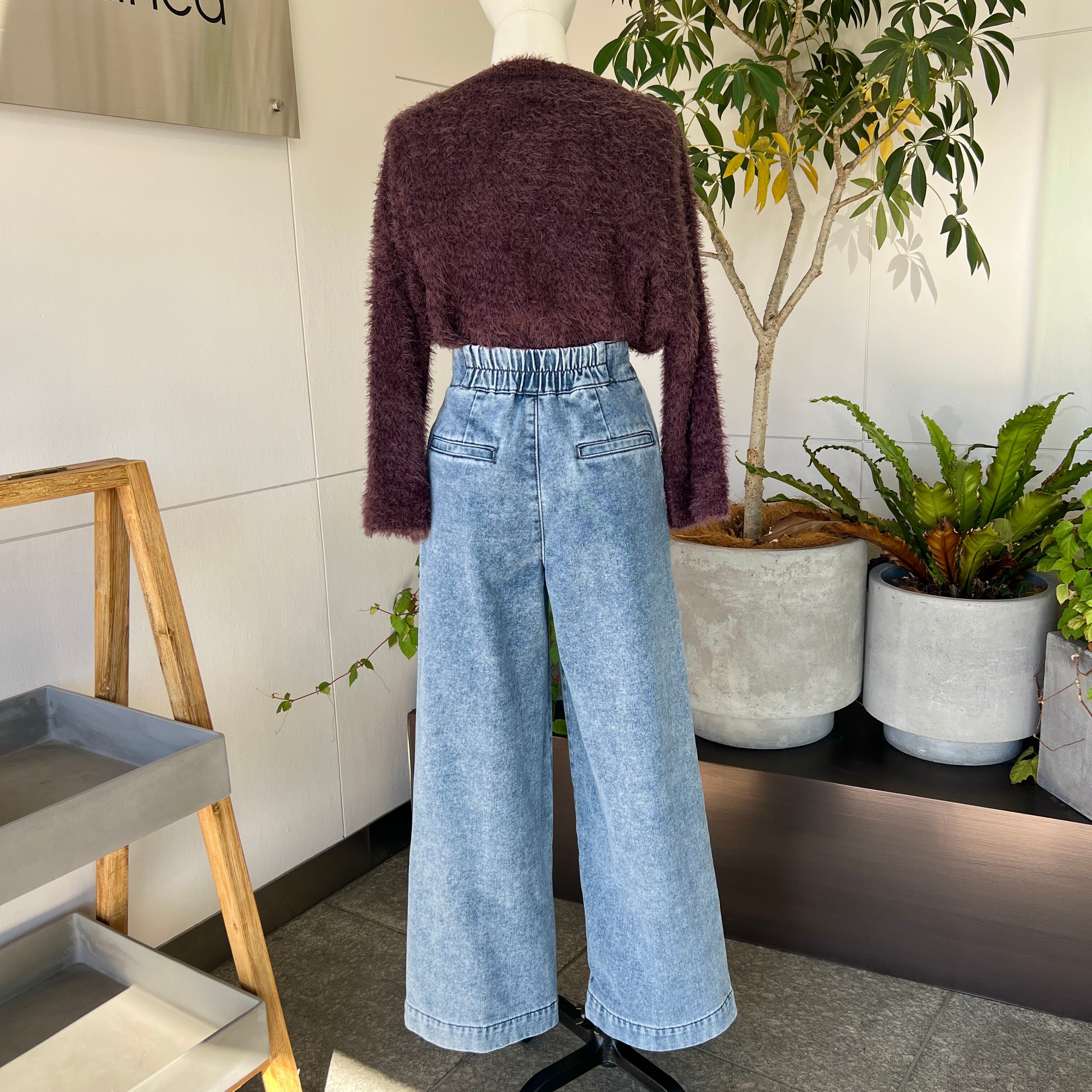 裏起毛デニム ハイウエストツータックワイドパンツ《PASSIONE