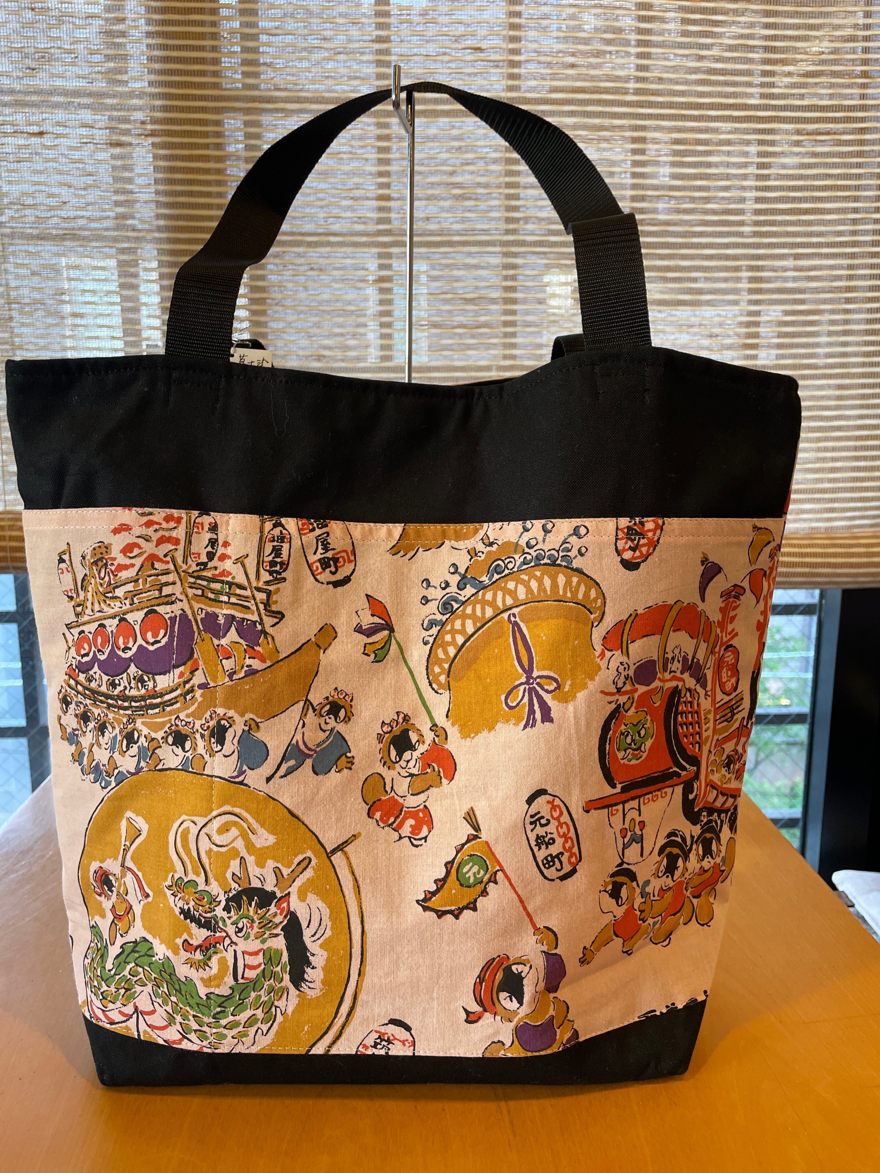長崎くんち たぬき絵 清明会 トートバッグ（大）（草木染め