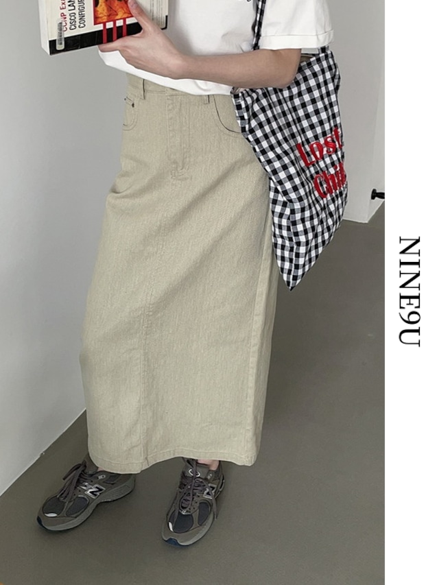 h-line long casual skirt 2color【NINE7849】
