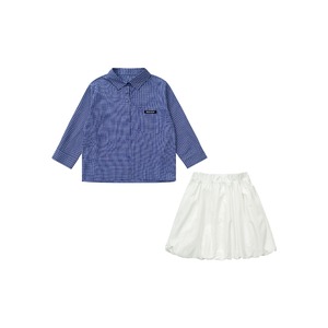 秋チェック柄布パッチシャツ