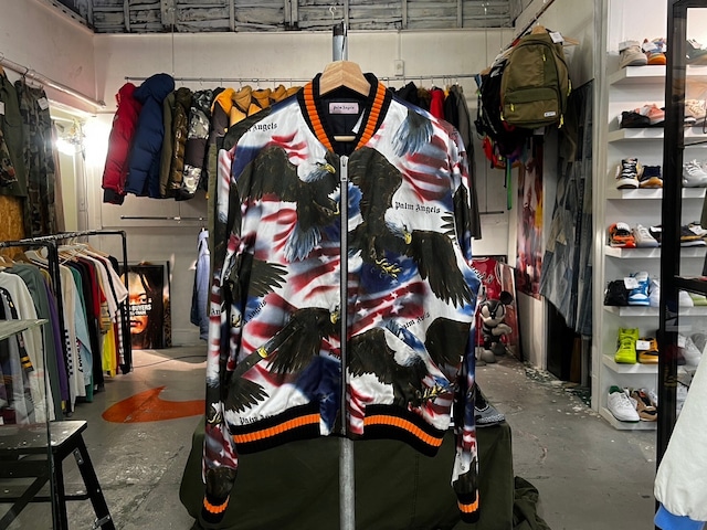 DREAM PRICE!! PALM ANGELS USA FLAG & EAGLE ALLOVER BOMBER JACKET 48 PMEA034S19553054 48 54146