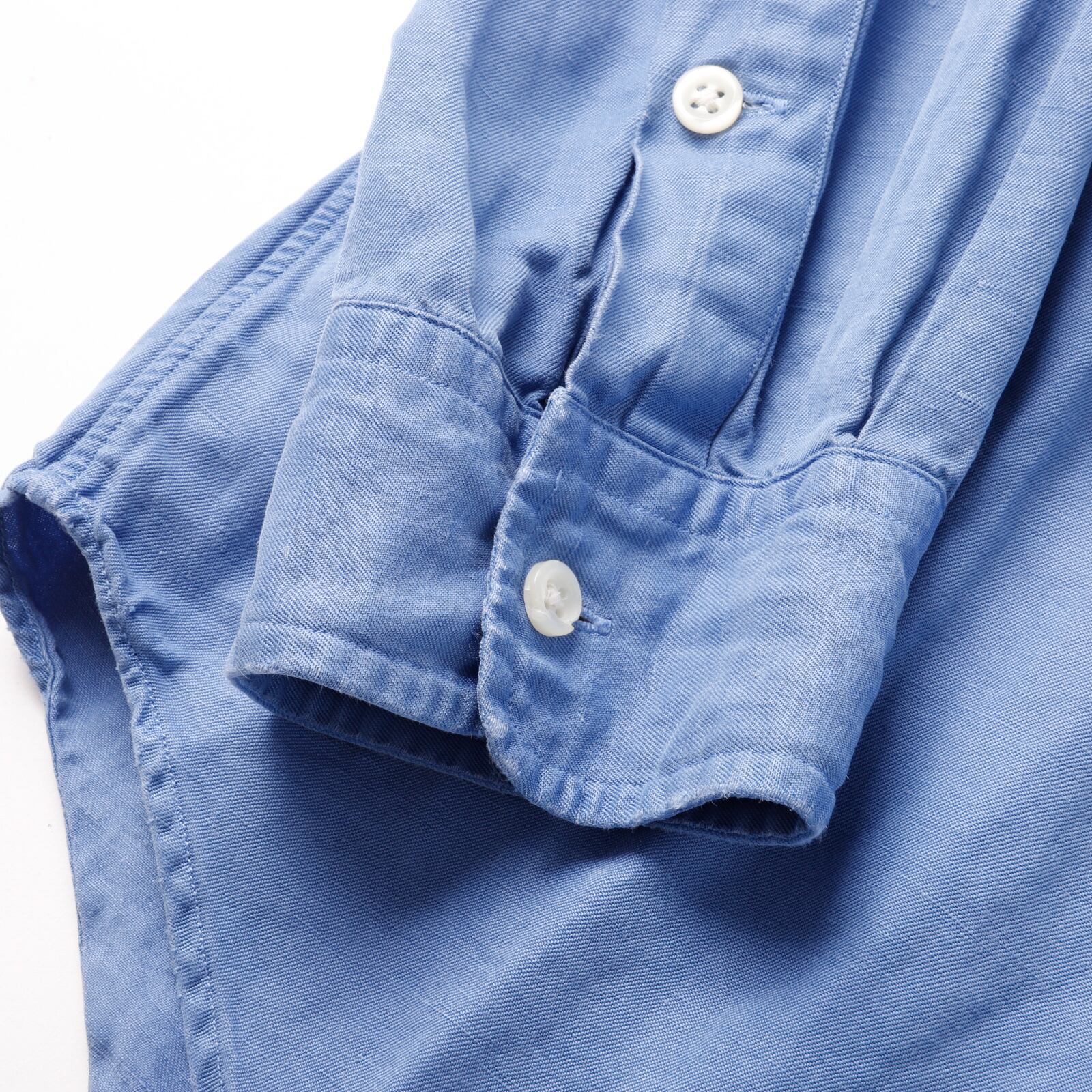 逸品】80s Ralph Lauren special silk linen shirt fade blue 