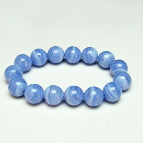 ブルーレースアゲート ブレスレット 14mm アゲット 一点物 111-12704
