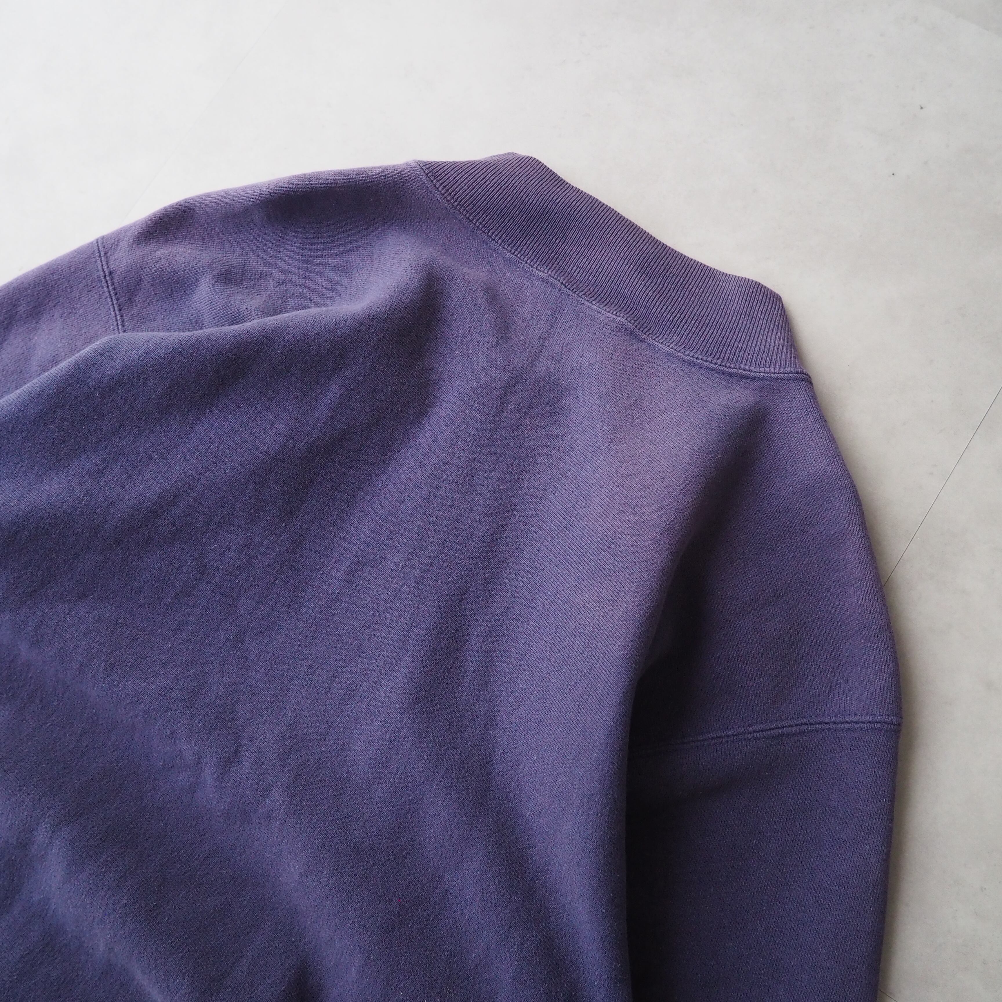 90s “reverse weave” purple faded snap button sweat cardigan made