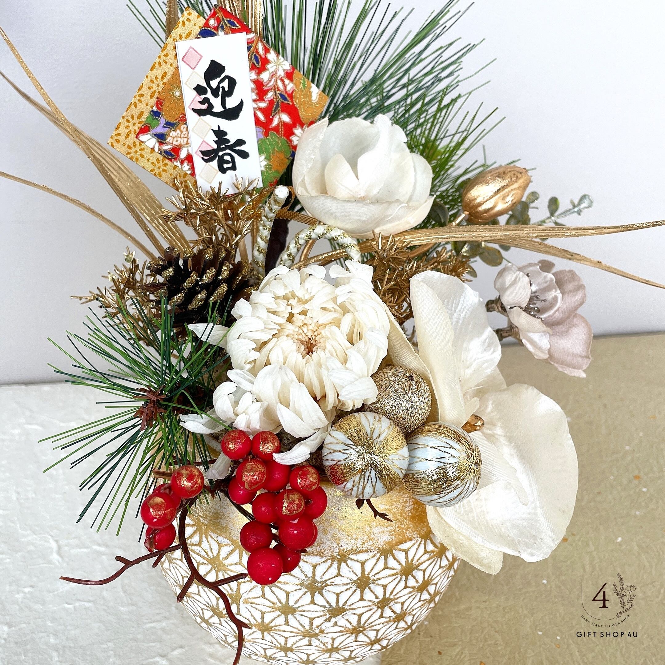 オメガ様オーダーページ　ハンドメイドしめ縄２点　仏花バラ　一合升フラワーアレンジ オメガ様オーダーページ ハンドメイドしめ縄2点 仏花バラ 一合升