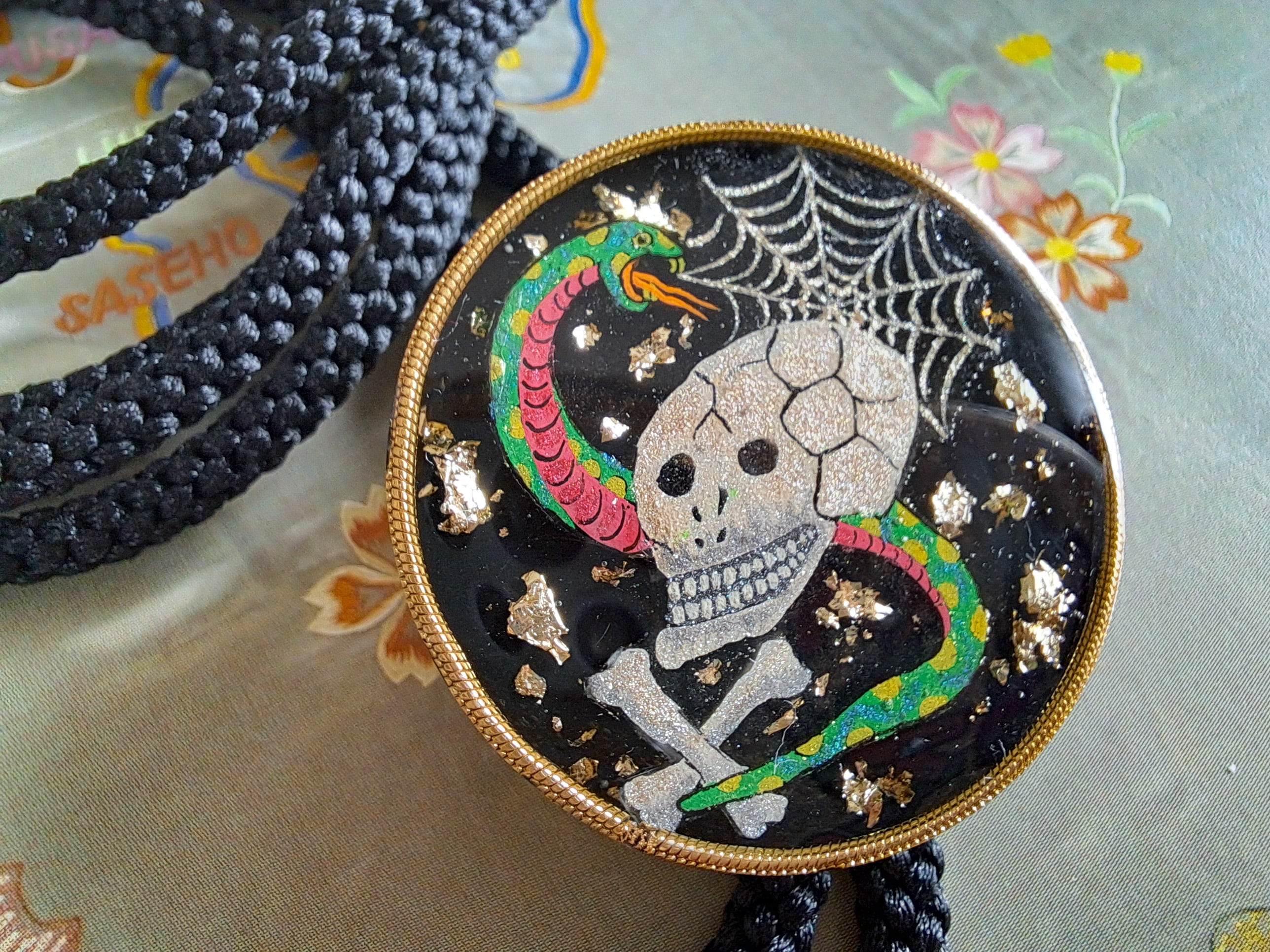 蛇髑髏スカジャンループタイSPIDERWEB, SNAKE AND SKULL/Rockabilly