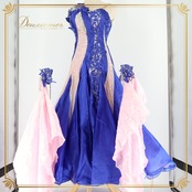 社交ダンス 衣装 スタンダードドレス ワンピース ドレス スタンダード フロート 青 ピンク 光沢 デモ 競技 ダンス パーティ 発表会 レース 高級感 ブルー系 ピンク系 スカート3枚重ね フロートレース 華やかさ 光沢感 パーティードレス エレガント 競技用ダンス衣装 女性用ワンピース デモ用衣装