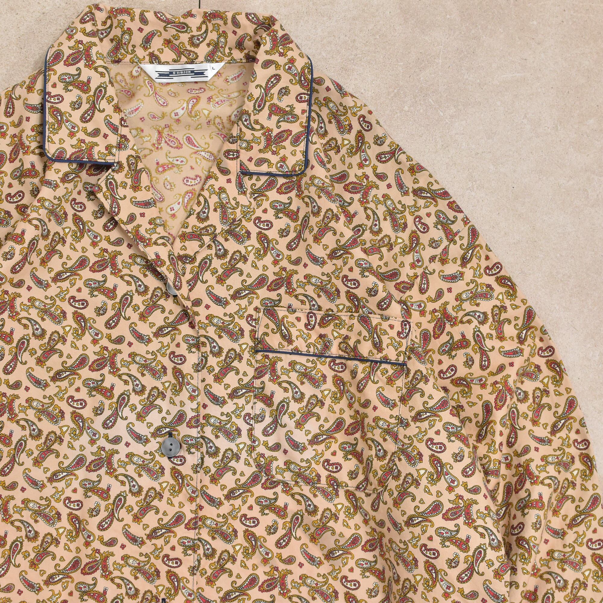 90～00s Paisley pattern bleach custom pajamas shirt Jp vtg