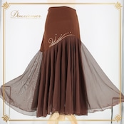 社交ダンス 衣装 スタンダード スカート レッスンウェア ICHIOKU イチオク 練習着 ブラウン系 ラインストーン 茶色 レース シンプル 上品 踊りやすい フレア スカート レディース おしゃれ かわいい 高級感 大人の女性用 ゴムウエスト おすすめ ダンスウェア ルックスアップ エレガント 光沢感 動きやすい スポーツ フェミニン
