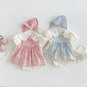 【BABY】フラワー刺繡ロンパース＆帽子