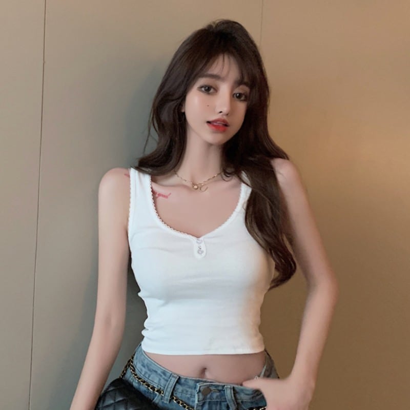 ホワイトサマースリムショートノースリーブトップス 半袖 ハーフスリーブ 夏物 YY-ファッション26443126466