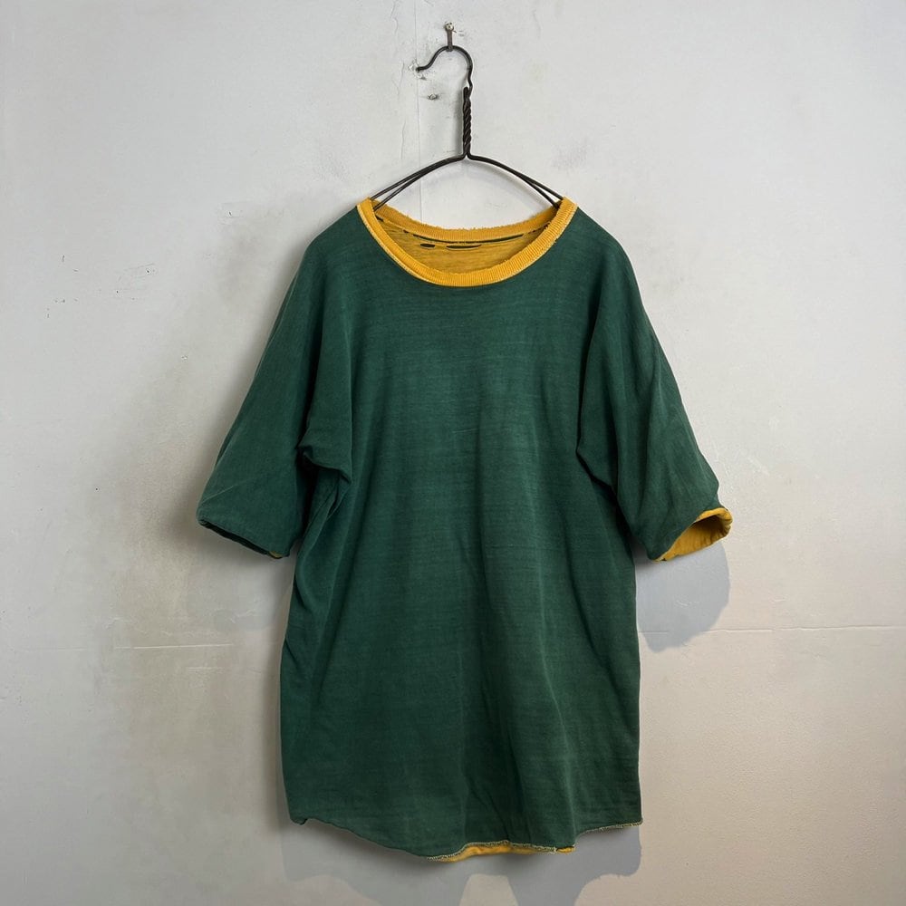 ▪60’s ビンテージ ダブルフェイスTEE リバーシブル フェード 野球 黄緑 ▫60s ビンテージ ダブルフェイスTEE リバーシブル フェード 野球 黄緑