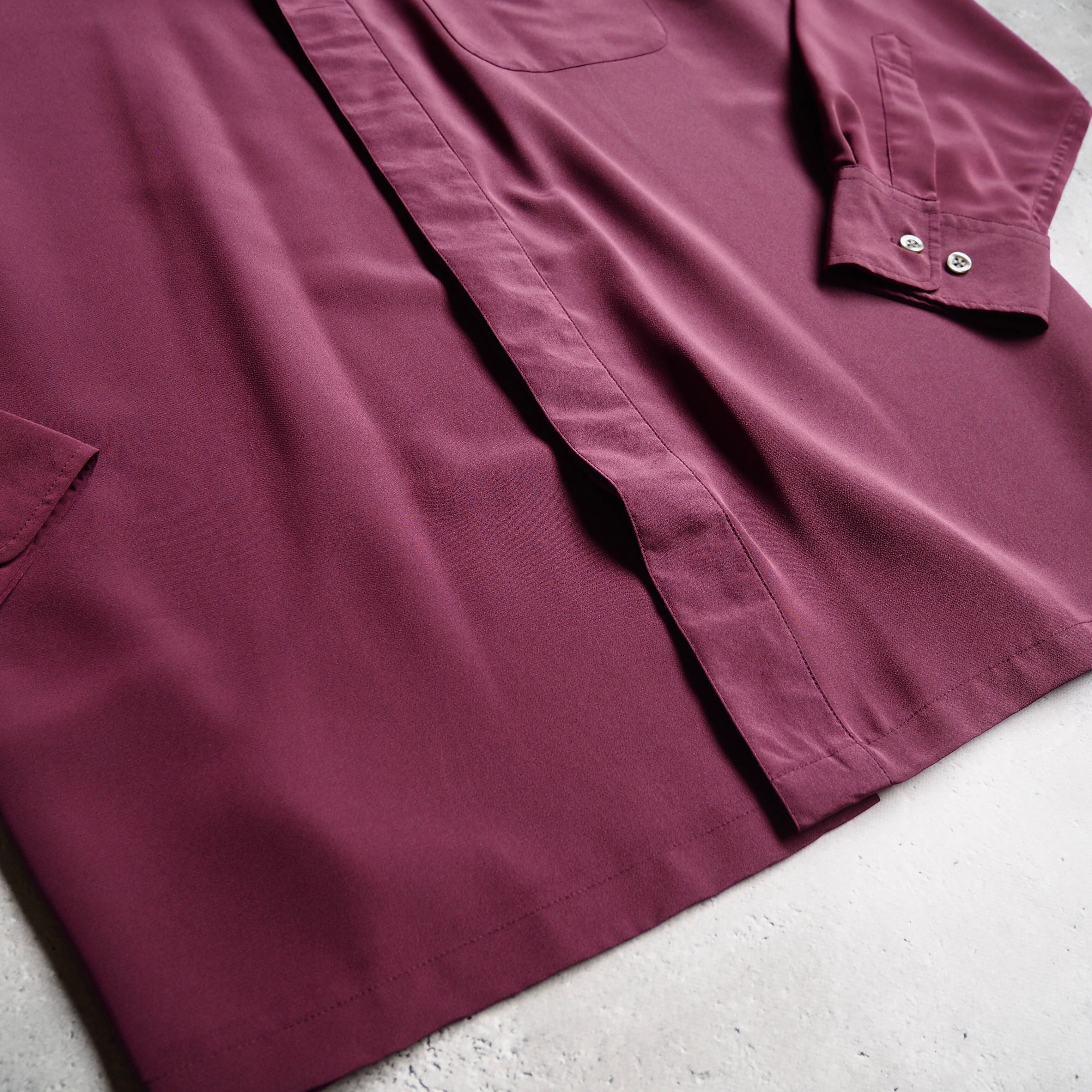 1990s Dark Bordeaux × Tribal embroidery Over silhouette vintage shirt