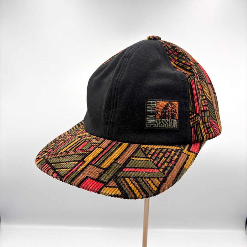 80~90s 日本製 FREE KING SESSION コーデュロイ切替 デザイン スナップバックキャップ アフリカンパターン調 ヴィンテージ ビンテージ 古着 ユニセックスデザイン