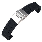 時計バンド 交換ベルト 腕時計ストラップ 防水 シリコーン 長さ調整でき 18mm ブラック