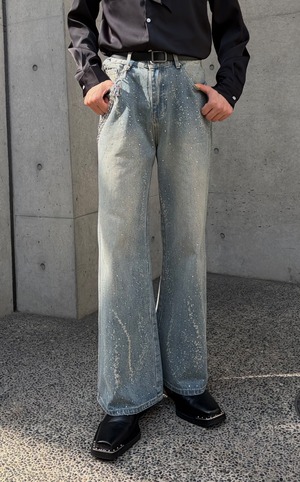 【ALUDE SELECT】paint lame flare denim