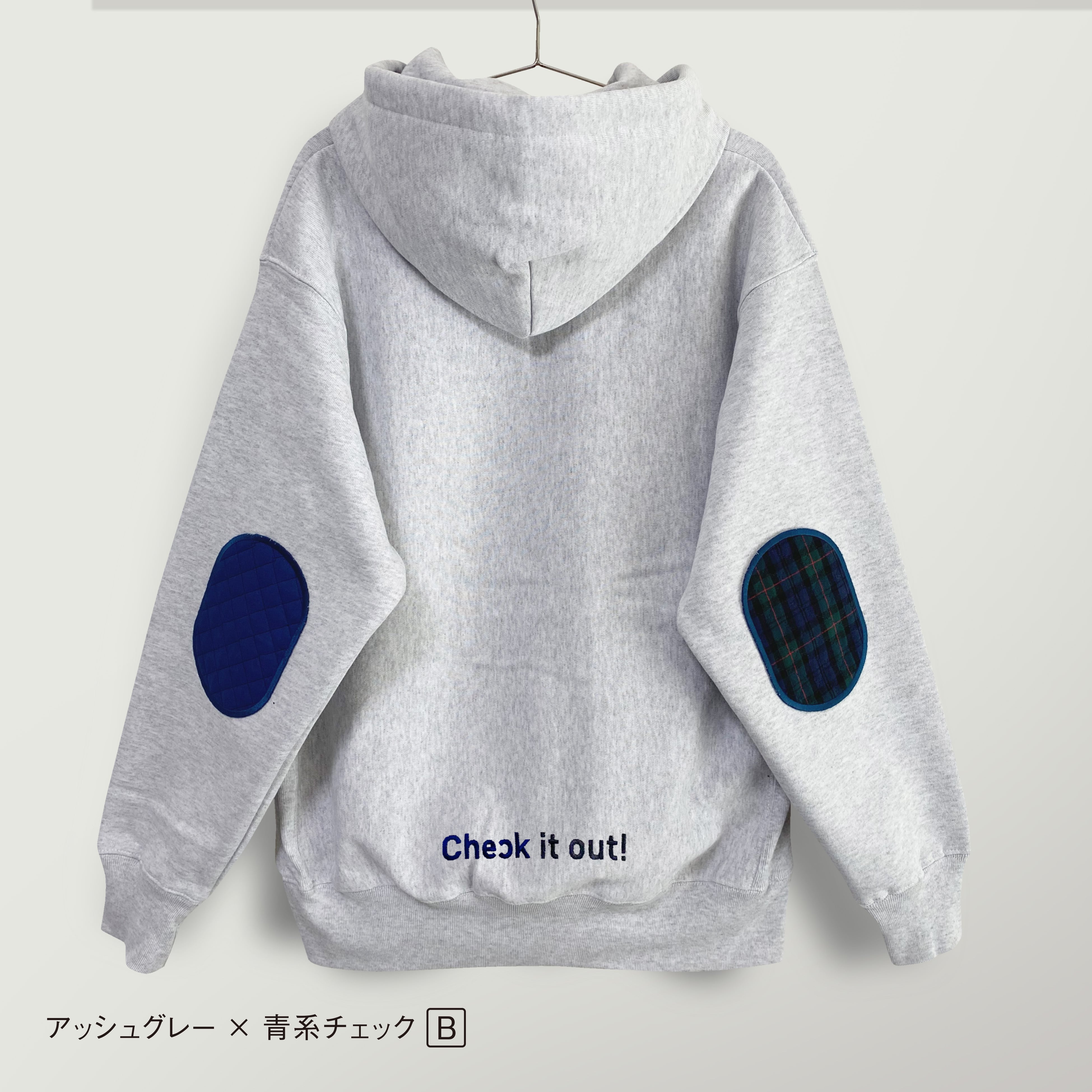 刺繍☆パーカー/CHECK!CHECK!!(アッシュグレー) | 440design 刺繍☆パーカー/CHECK!CHECK!!(アッシュグレー) | 440design