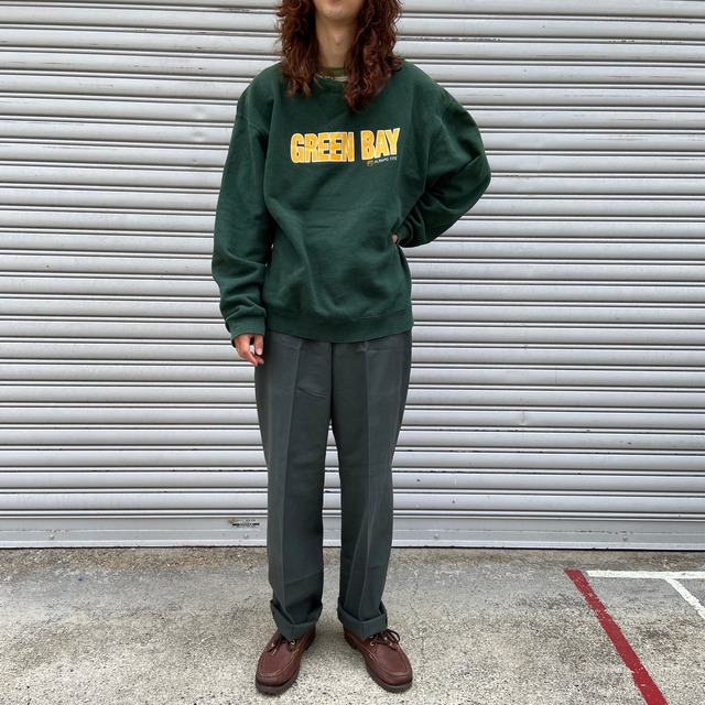 『送料無料』90s グリーンベイパッカーズ　クルーネックスウェット　グリーン　L