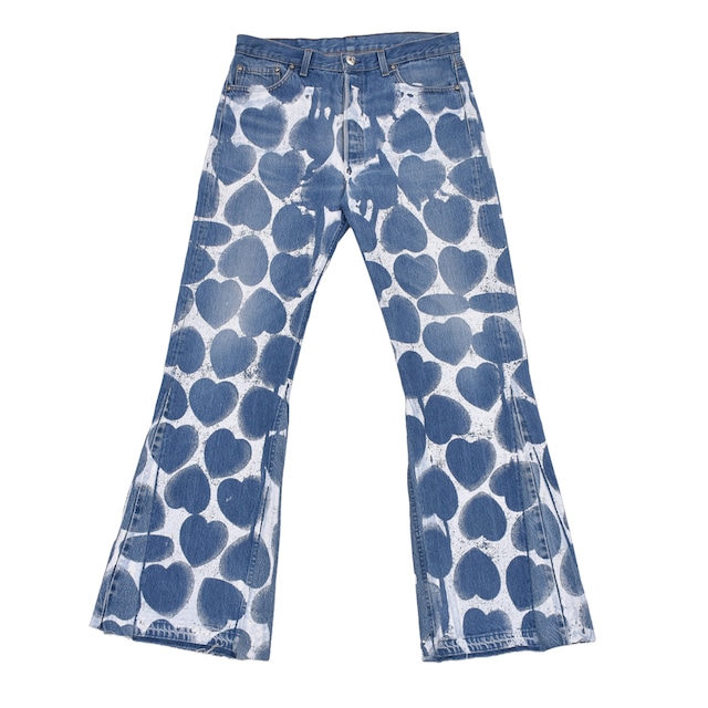 【READYMADE】RE-CO-BL-00-00-268/HEART PRINT DENIM/BLU