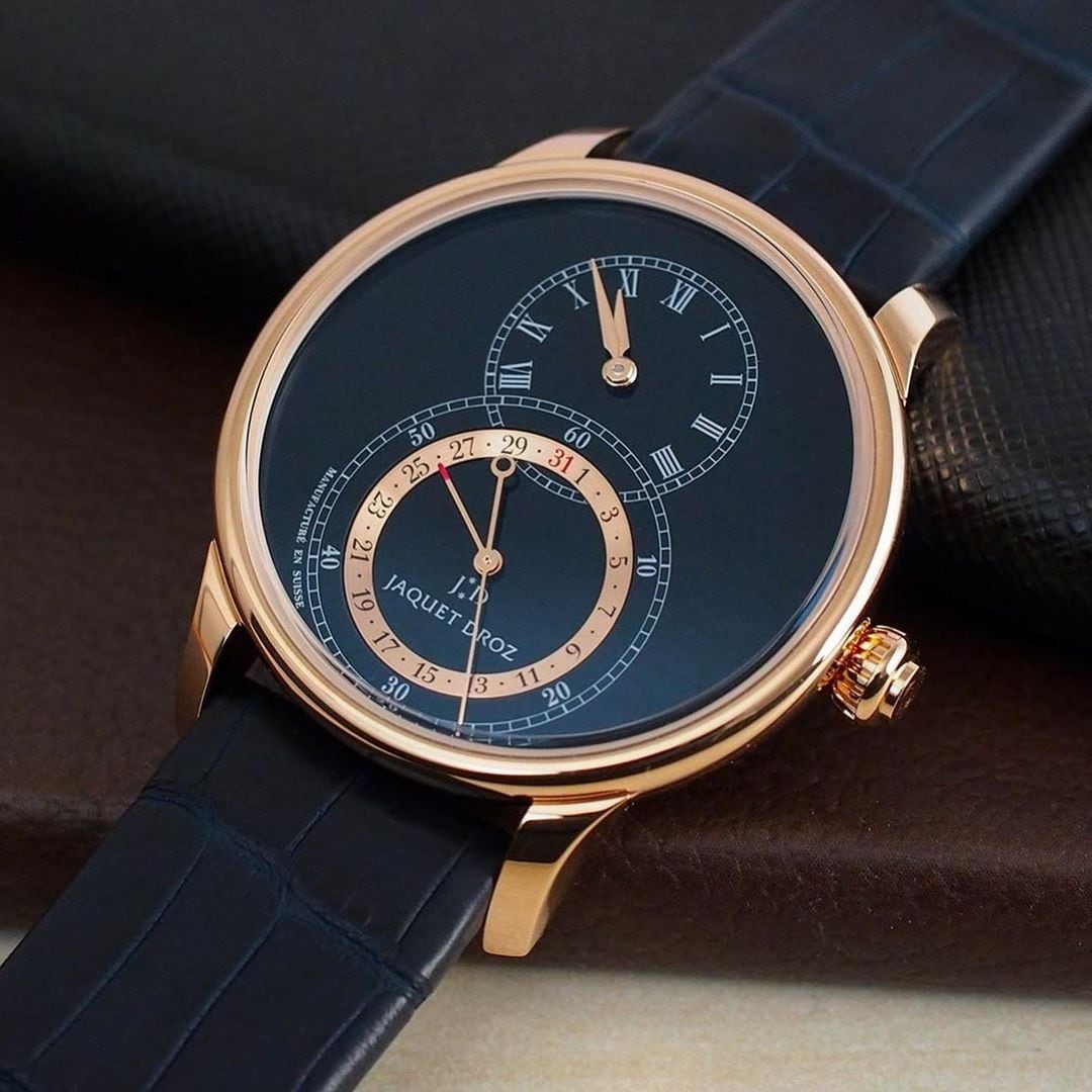 【JAQUET DROZ ジャケ・ドロー】GRANDE SECONDE QUANTIÈME　グラン・セコンド カンティエーム（ダークブルーエナメル）／国内正規品 腕時計