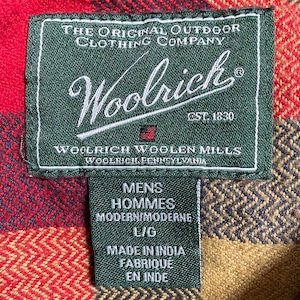 【Woolrich】長袖シャツ ネルシャツ ブロックチェック 肘当て Lサイズ ウールリッチ アウトドア US古着 アメリカ古着