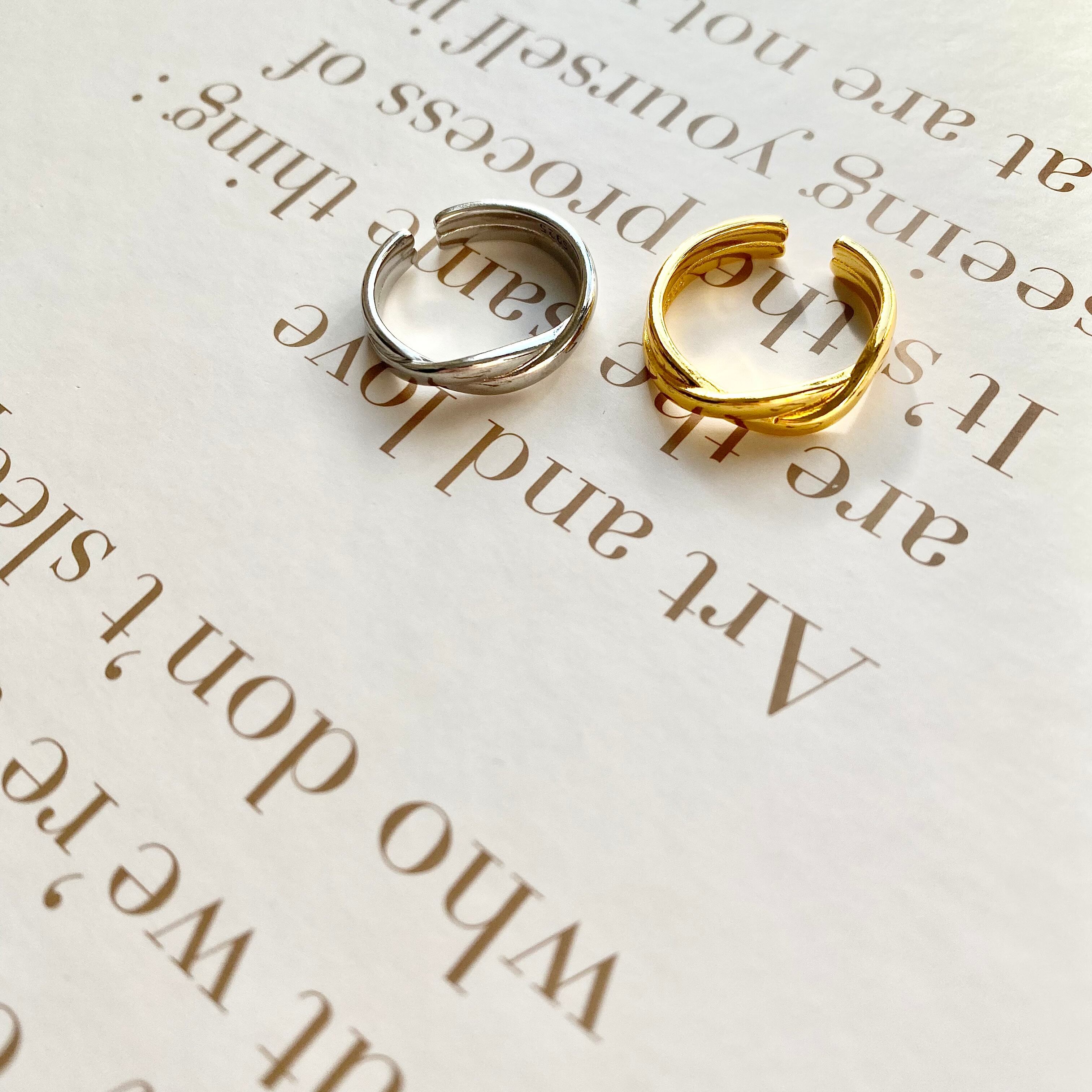 silver925 narrow x ring she'on