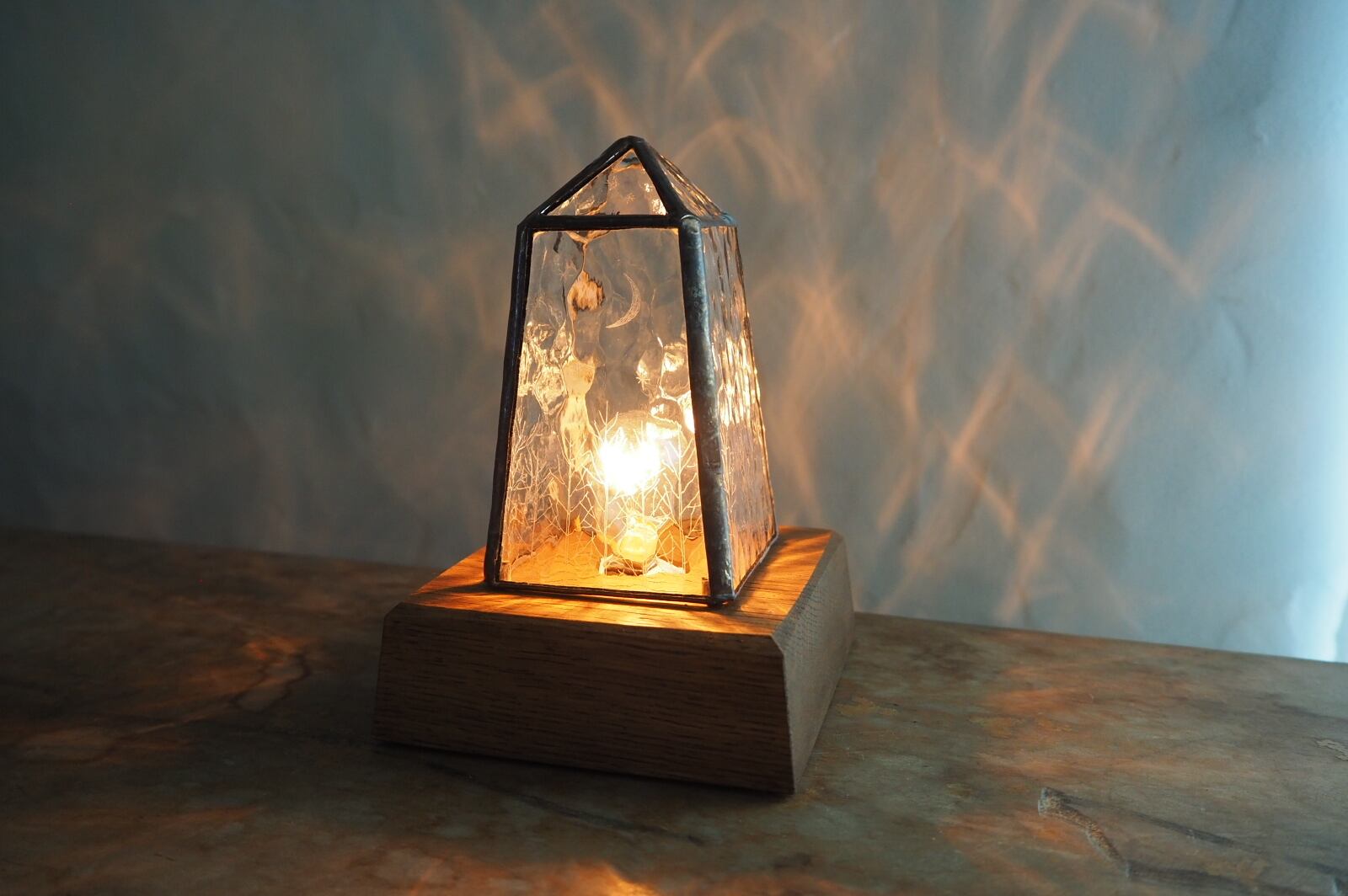 【美品】長野深雪／雪ガラス フロアライト＆ウォールミラー セット 長野深雪さん作（雪ガラス）フロアライト 未使用