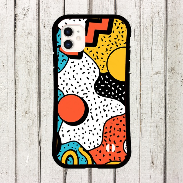 受注生産 iPhoneケース 原色メンフィスのコミック抽象｜ポップアート PABS019D