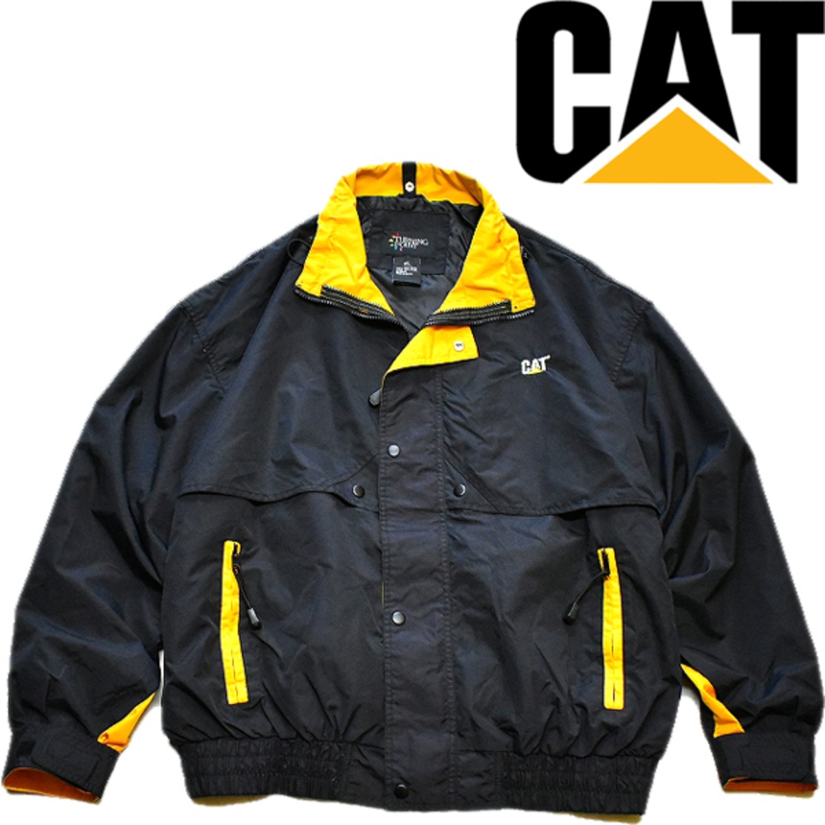 1点物◇キャタピラーCAT黒ナイロンジャケット古着メンズXLレディースOK 