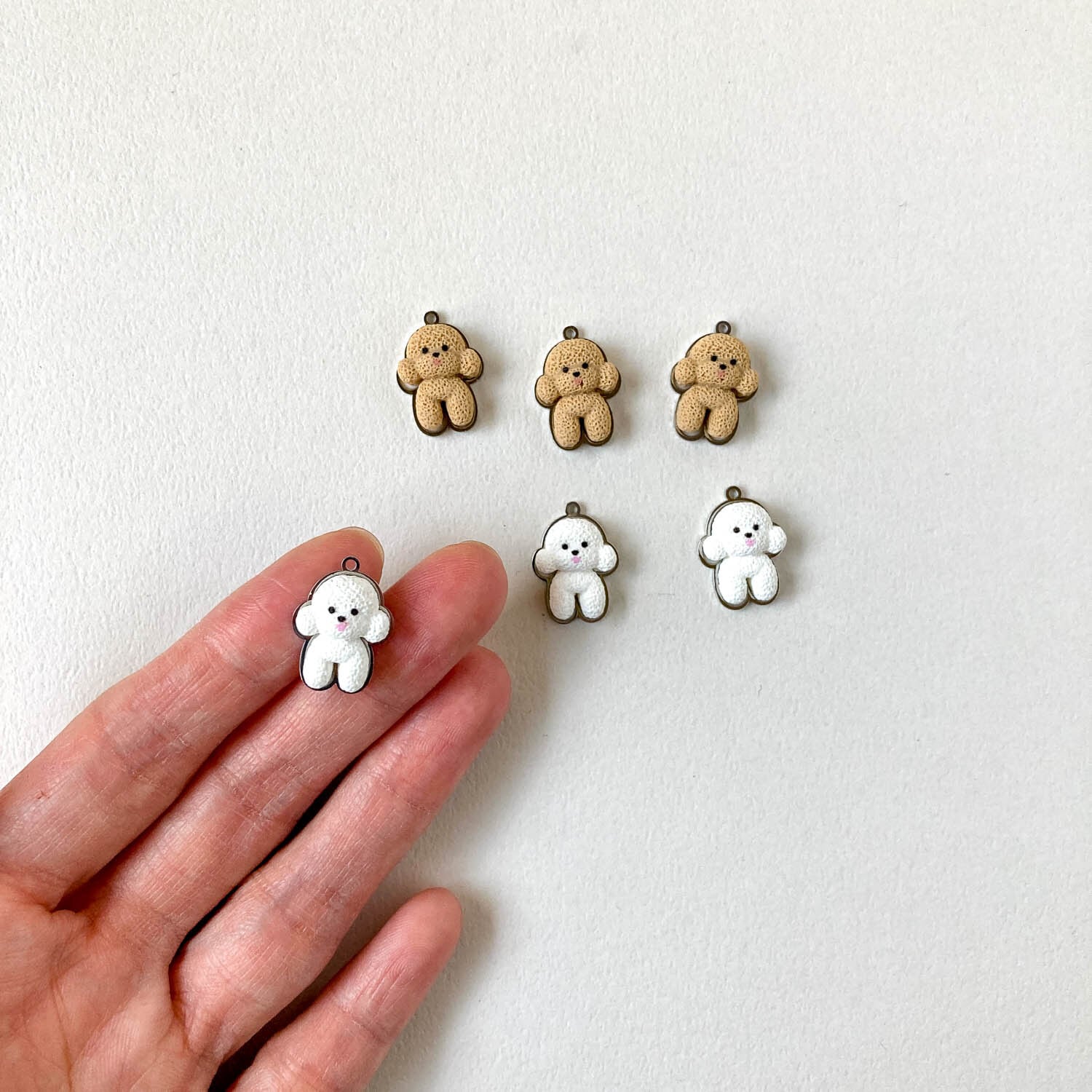 もこもこプードルのステンレスチャーム