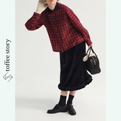 冬の余白に揺れる黒ベルベットスカート《P0326》